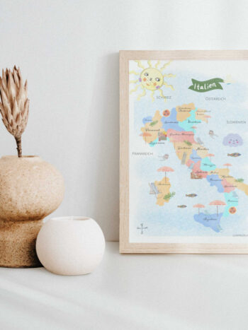 Italien-Illustration im Holzrahmen
